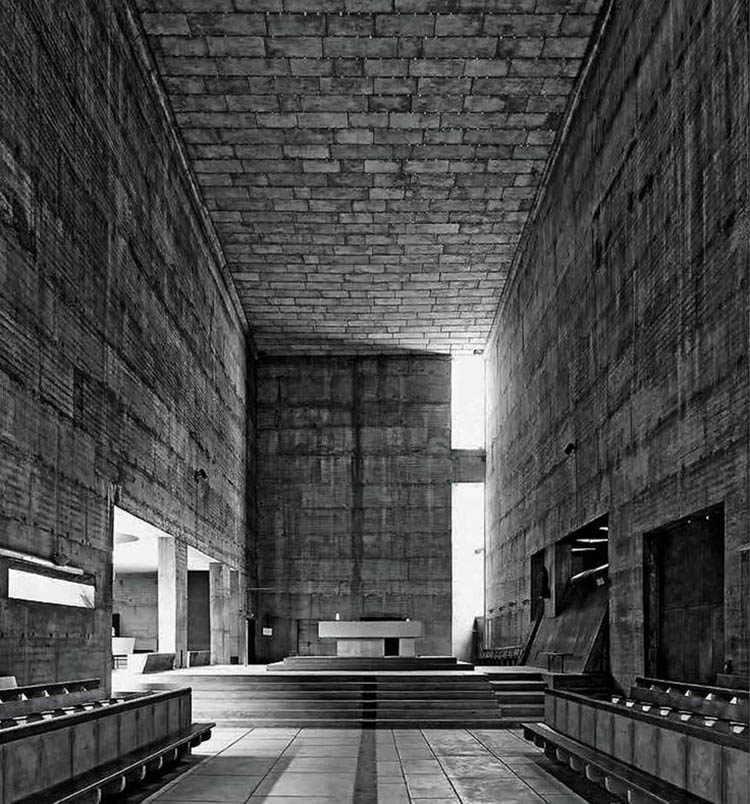 Iglesia del monasterio de La Tourette, Le Corbusier, 1960: el recuerdo de la madera. 